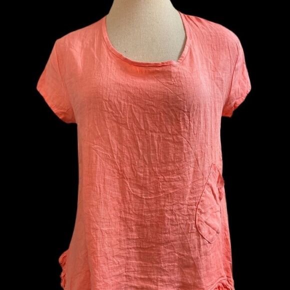 NWT Lia Bella Coral Linen Top Size S/M/L/XL - Picture 1 of 12